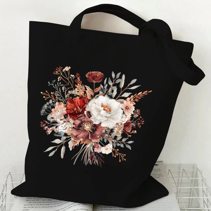 New Floral Series Women Tote Bags Vintage Wildflowers Canvas Eco Handbag Fashion Aesthetics Flower Lovers Teen Girl Shoulder Bag