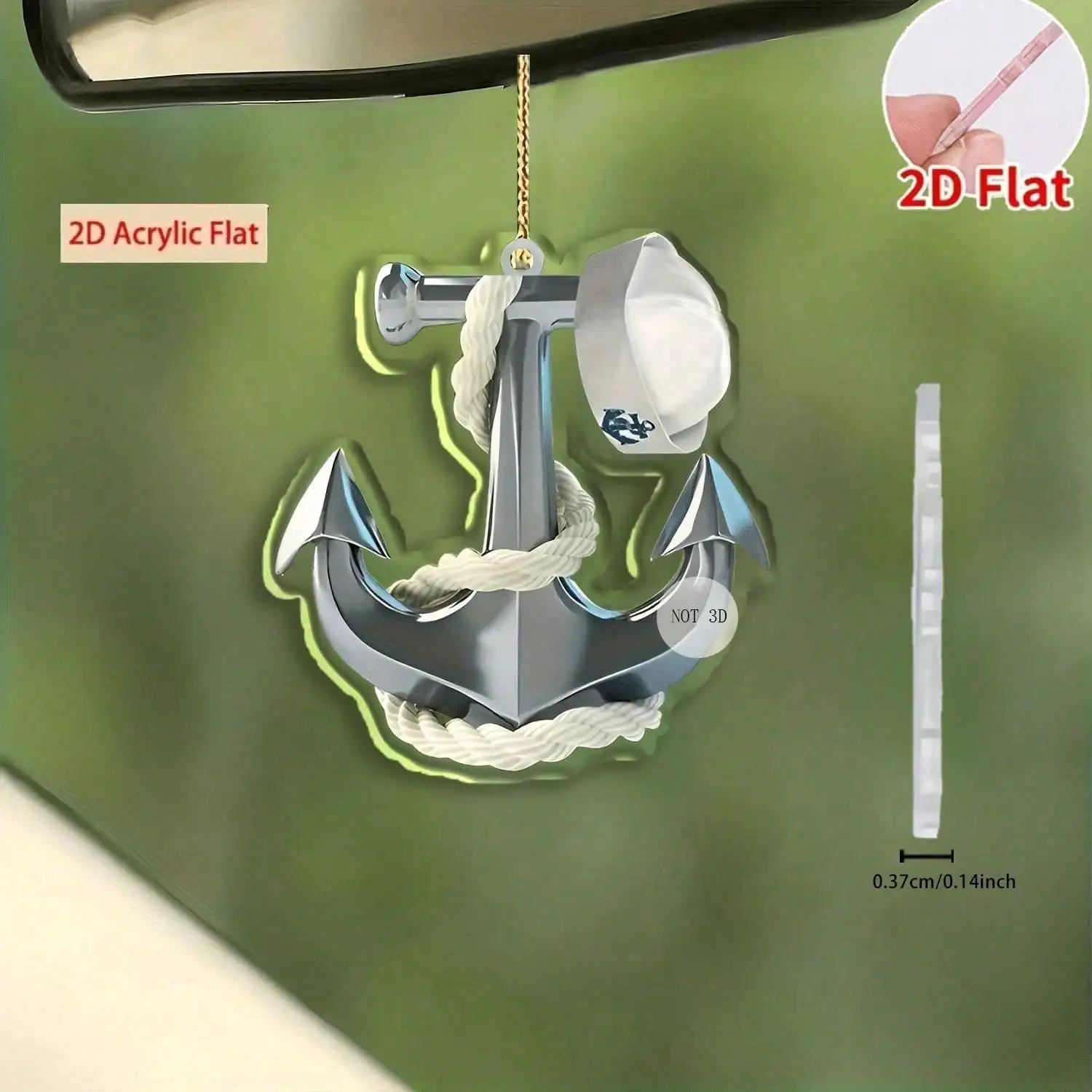 1 Simple Line Anchor Charm - Pre-Bored, Maritime, Versatile | for Vehicle, Bag, Keychain, Nautical, Acrylic Ornament - view 5