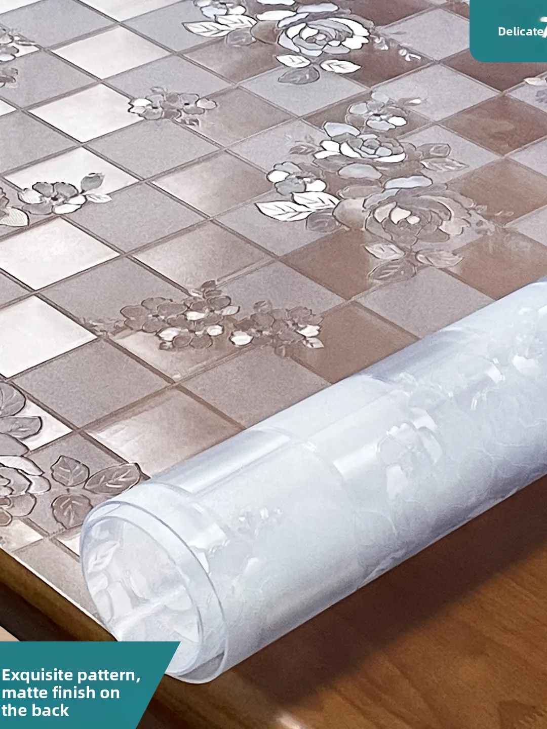 New Transparent Frosted Tablecloth Waterproof Oil Resistant Heat Resistant No Wash PVC Crystal Board Dining Table Mat Soft Gl...