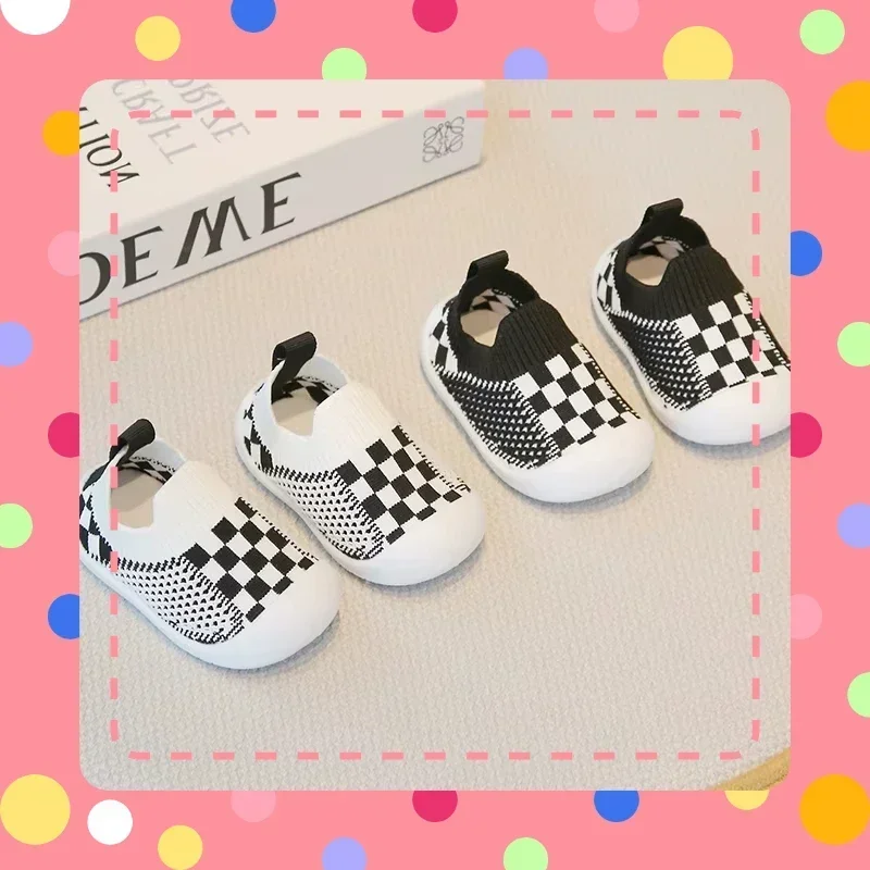 Классическая стильная детская обувь на мягкой подошве для предотвращения столкновений, модная обувь с сеткой, детская дышащая домашняя и уличная обувь