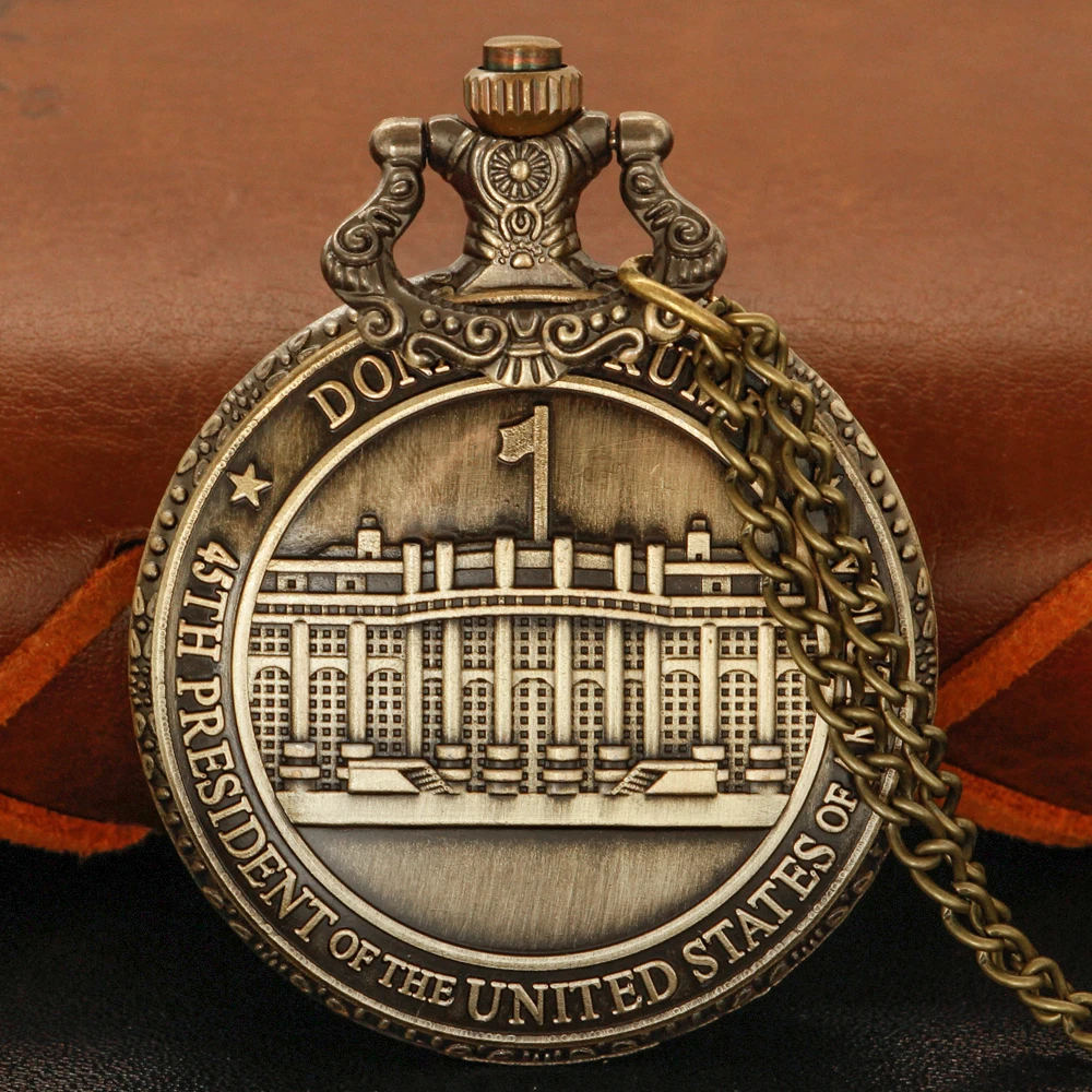 2026 New White House Fbi Logo Emblem Quartz Pocket Watch Vintage Unisex Necklace Pendant Necklace Accessories Jewelry Gifts