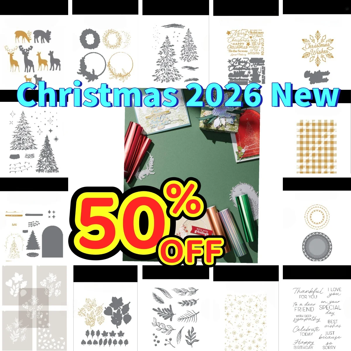 Christmas Tree Elk Leaves Metal Cutting Dies Clear Stamps Hot Foil Stencil For DIY Scrapbook Craft Decoration Embossing 2026 New