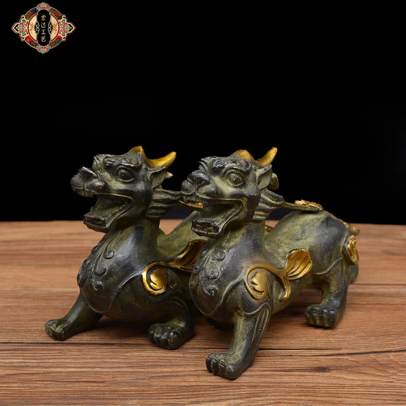 Brass Gilded Ruyi Copper Pixiu Unicorn bronze figurine