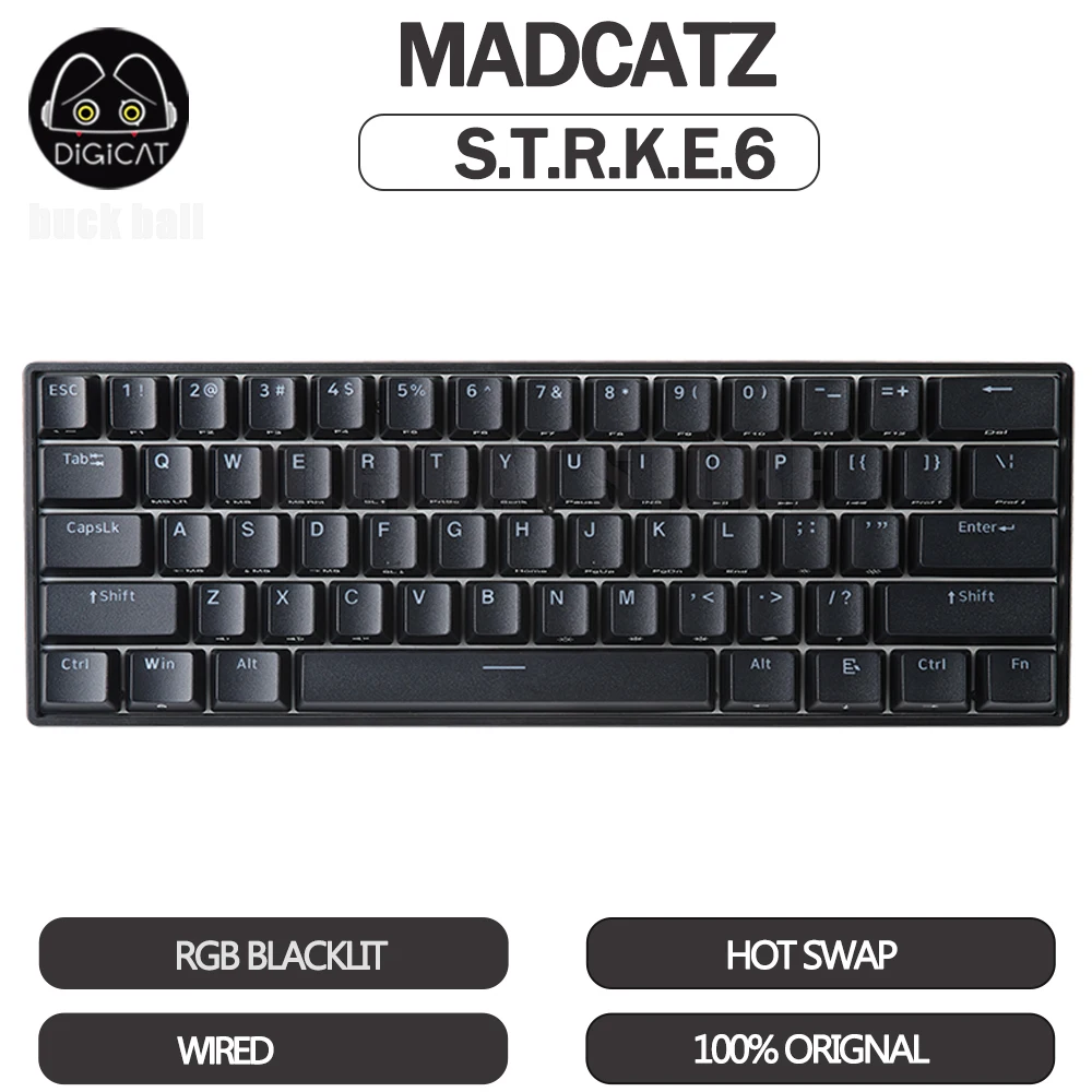 

MADCATZ S.T.R.K.E.6 Mechanical Keyboard 61 Keys Full Key No Impact Wireless Keyboard Hot Swap RGB Light Esports Gamer Keyboards