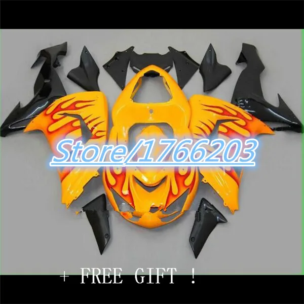 red flames Body For KAWASAKI NINJA ZX10R 06-07 ZX 10R 10 R ZX-10R Red yellow 10R 06 07 2006 2007 Fairing