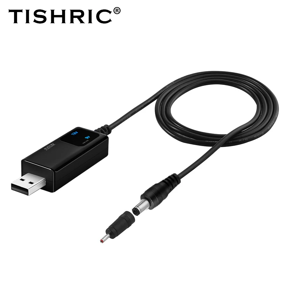 TISHRIC KWS-910 جهد العرض الأزرق USB إلى DC 5.5/3. 5 مللي متر راوتر بصري القط الداعم سلك تيار مستمر 5 فولت إلى 9 فولت/12 فولت USB كابل تعزيز الطاقة