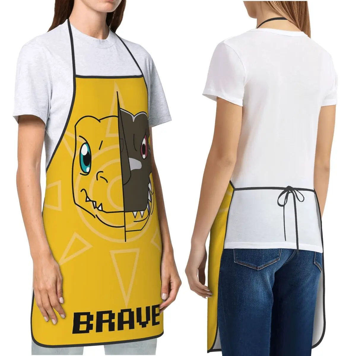 

Фартуки Digimon Brave, шеф-повар, кулинария, кухня, нагрудник без рукавов, кухонный сарафан для чистки для женщин и мужчин, живопись