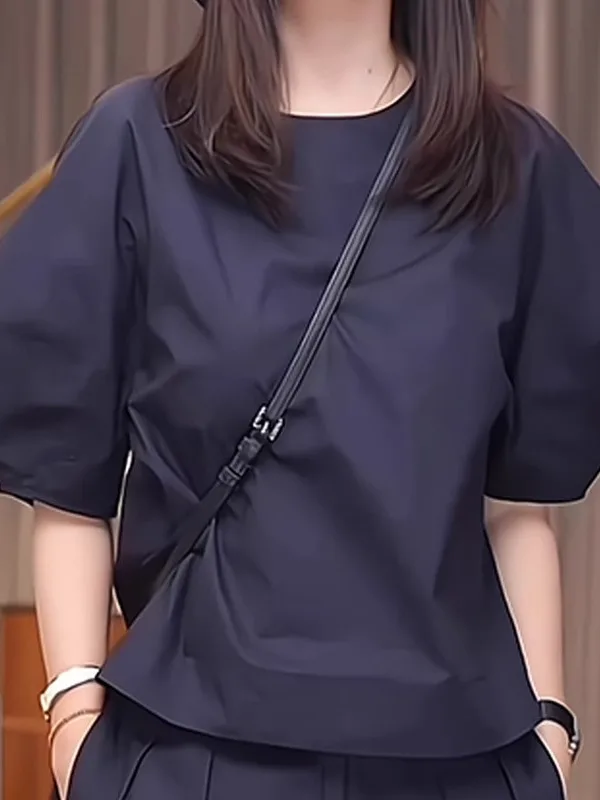 

Корейский Sle round Ne ort Sve Женский модный универсальный пуловер, топ, чистый цвет, дизайн Tagl, удобный для поездок на работу