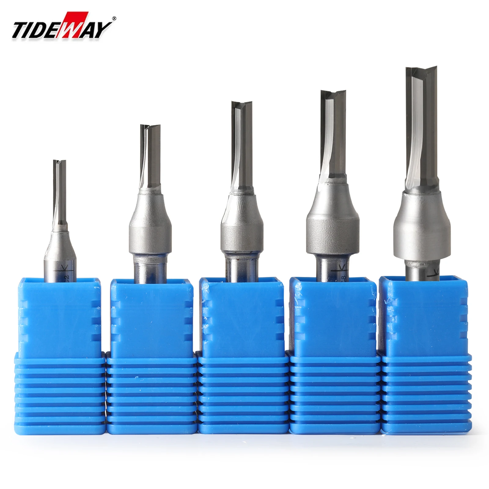 TIDEWAY 1/4 Shank 2 Flutes TCT Straight End Mill Woodworking CNC Tool Carbide Cutter Router Bit For Wood MDF Plywood Chipboard