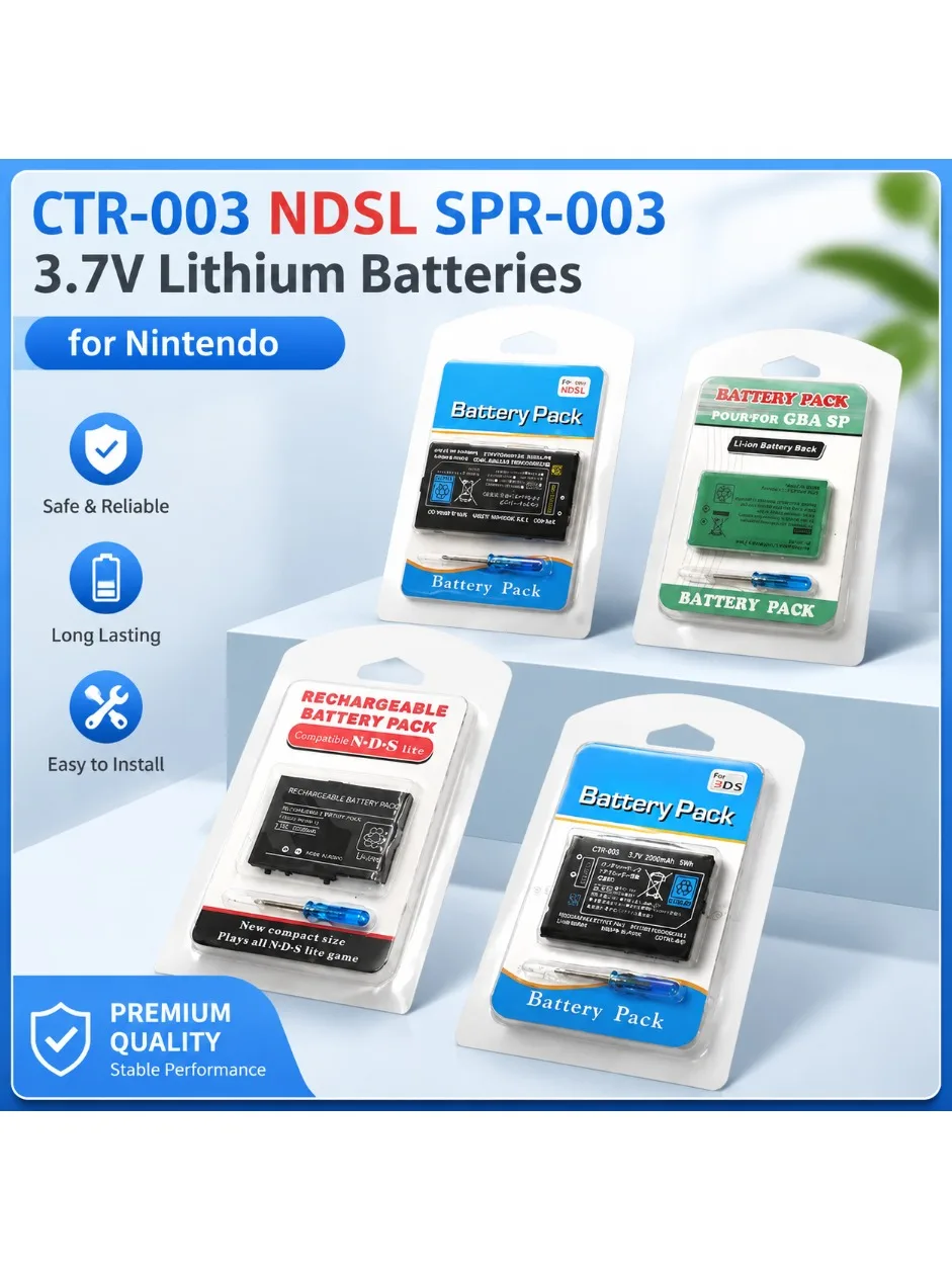 CTR-003 – bateria do konsoli, model DSL SPR-003, baterie litowe 3,7 V do konsol NEW 3DSLL, 3DSXL, N3DS, 2DS, GBA SP, Gameboy. — zdjęcie produktu 7
