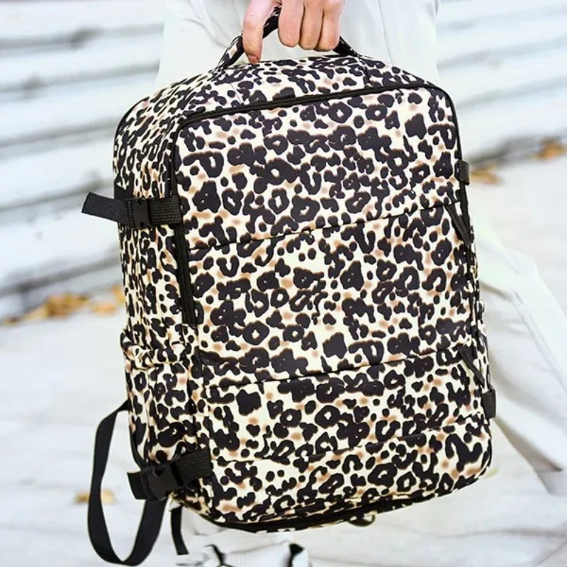 

Vintage Leopard Print Backpack for Women Large Capacity Business Commute Travel Student School Bag