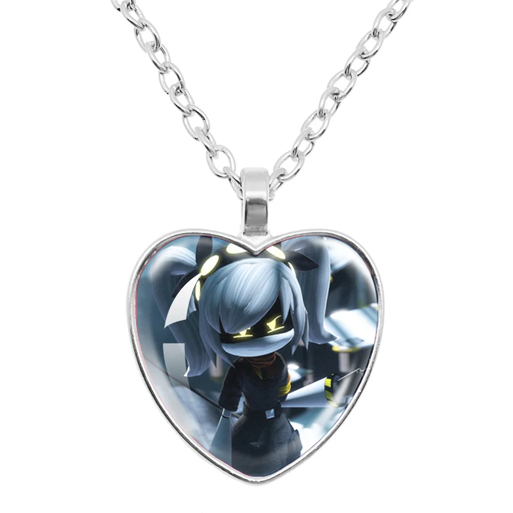 Murder Drone N Cyn J V Uzi Cartoon Cabochon Peach Heart Pendant