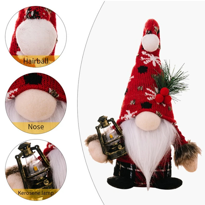 جديد زينة عيد الميلاد شعري محبوك قبعة منحنية قزم دمية زخرفة العكازات الأمريكية دمية مجهولي الهوية إرسال أكياس