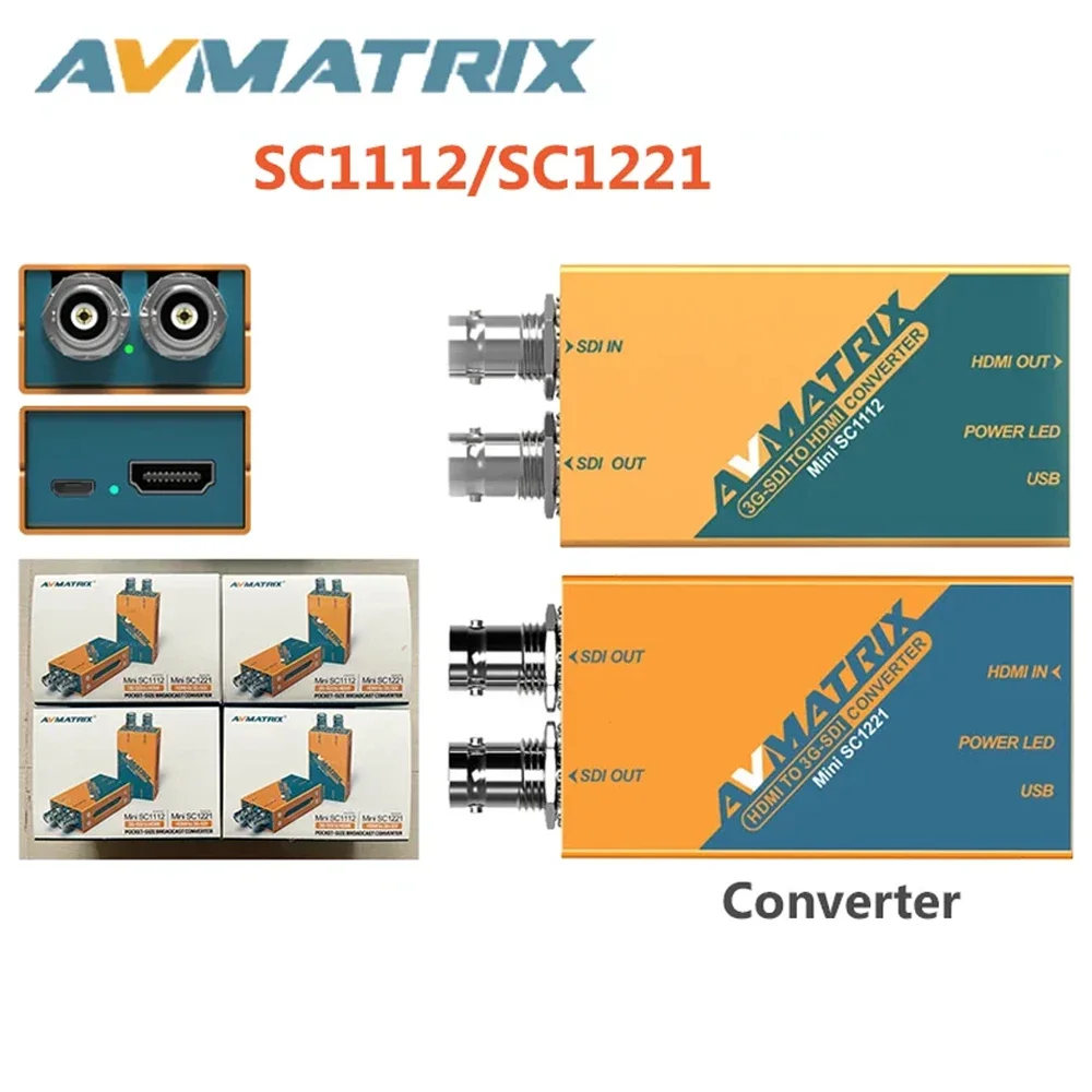 Avmatrix Mini SC1112 SC1221 3G 1080P HD SDI To HDMI-Compatible Converter 1080i Broadcast Live Streaming