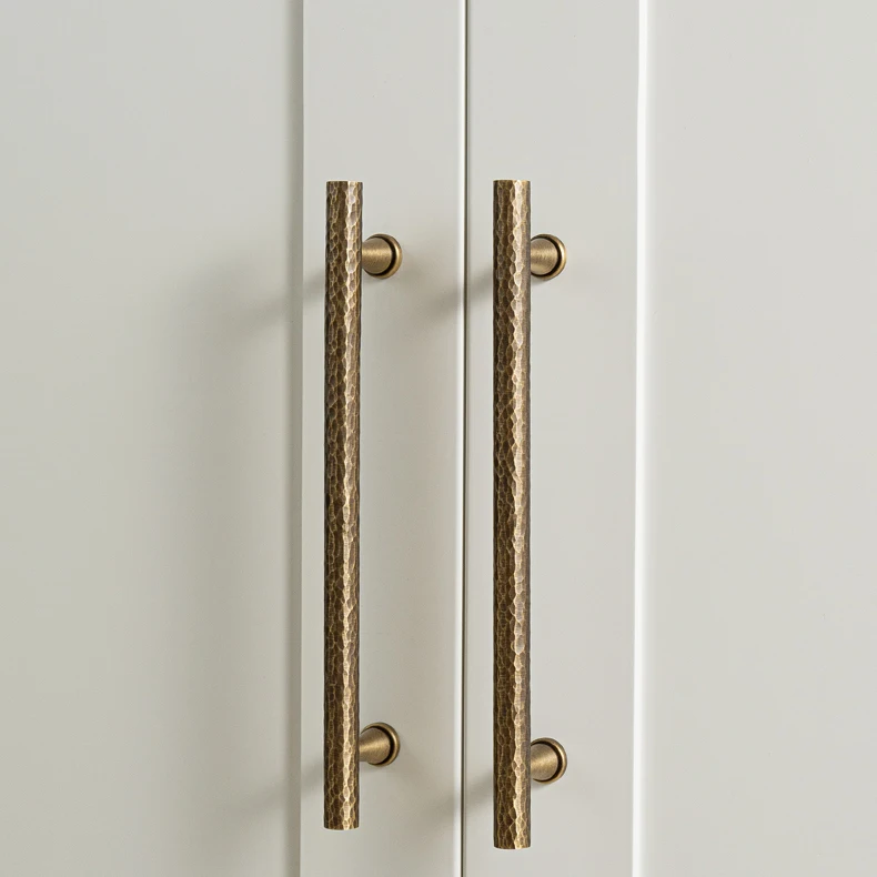 Hand-hammered antique brass cabinet handle 11