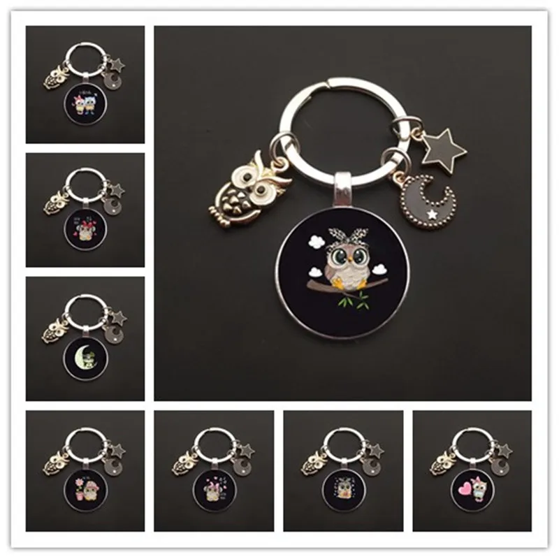 DIY Cute Enamel Keychain Owl Keychain Night Owl Keychain Animal Gift Women's Men's Bag Car Keyring Handmade Jewelry