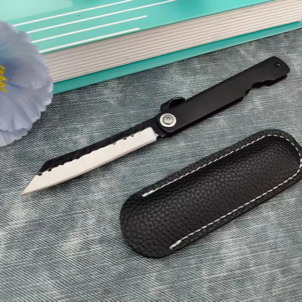 Higonokami EDC Hiking & Cycling Pocket Folding Knife with Leather Sheath Outdoor Camping Portable Fishing Tools Knives for Men