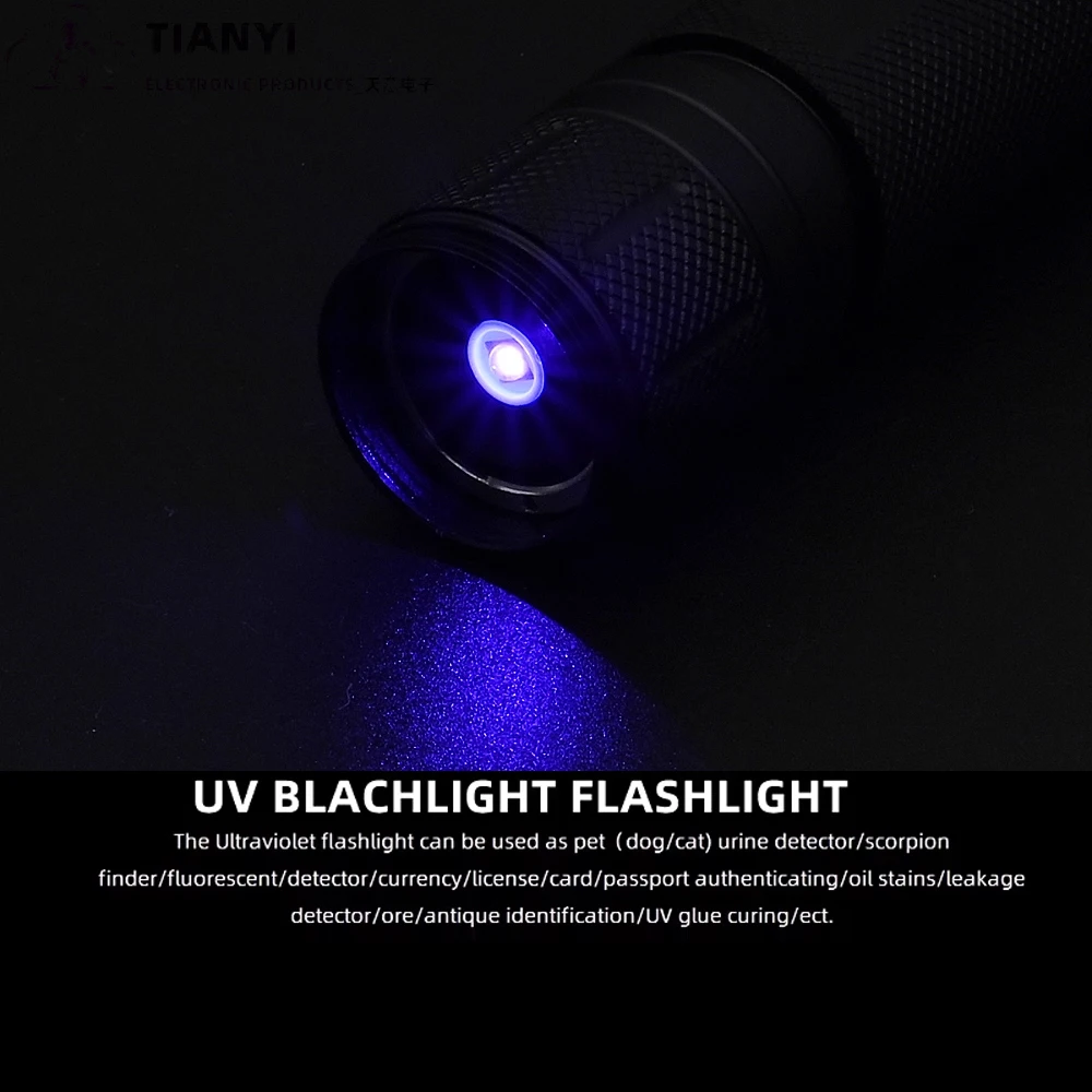 10 واط 365nm الأشعة فوق البنفسجية مصباح يدوي المحمولة 18650 قابلة للشحن Blacklight للكشف عن بول الحيوانات الأليفة ، علاج الراتنج ، العقرب ، الصيد #2