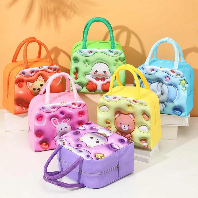 Kids Bento Bag Cartoon Children Oxford Aluminum Foil Thermal Bags For Girls Insulation Waterproof Lunch Box School Office Picnic