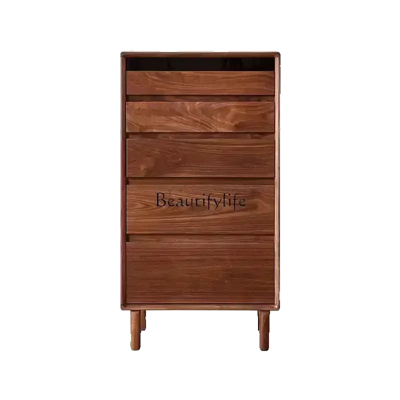 

LSolid wood chest of drawers North American black walnut simple living room locker