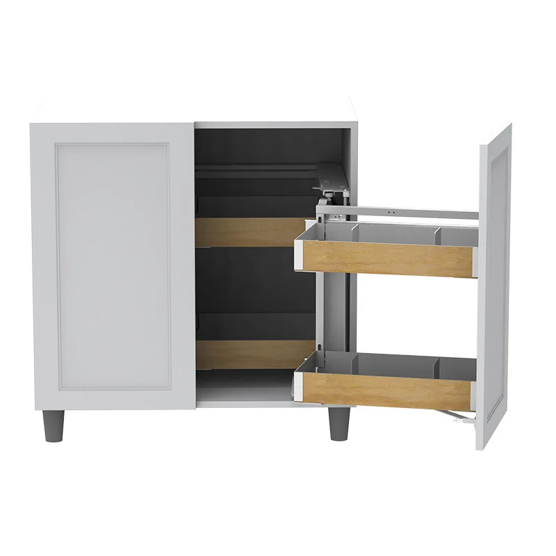 

Kitchen basket cabinet floor cabinet corner basket large capacity double-layer storage door-opening basket