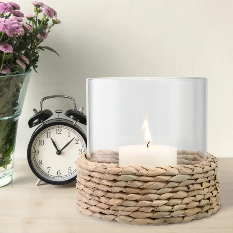 

Hot Sale.NEW Decorative Hyacinth Hurricane Pillar Candle Holder, Brown-Home