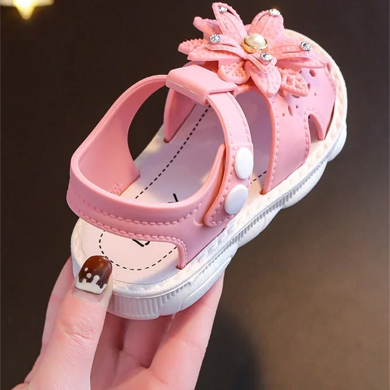 Solid Bow Children\'s Summer Shoes Cute PVC Beach Non Slip Sandals For Baby Girls Footwear Soft Infant Kids Fashion Sandals