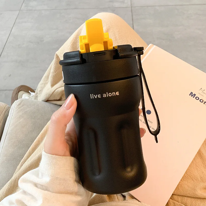 Xiaomi Coffe Insulation Mug Stainless Steel Thermos with Straw Cold-Keeping Simple Style Leak-Proof Car Women General Gift Cup