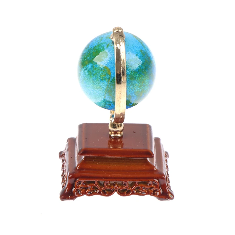 1Pcs Mini Metal 1:12 Scale Vintage Blue World Globe Miniature Dollhouse Furniture Livingroom Reading Room Decor Accessories
