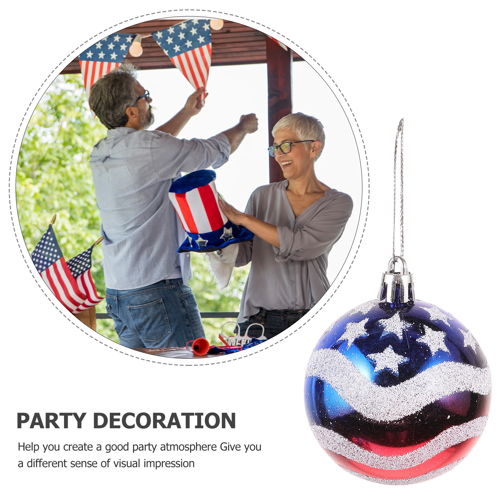 12pcs American Flag Decoration Hanging Pendant Ball Shaped Holiday Independence Day Decor Colorful Wall Door Ornament