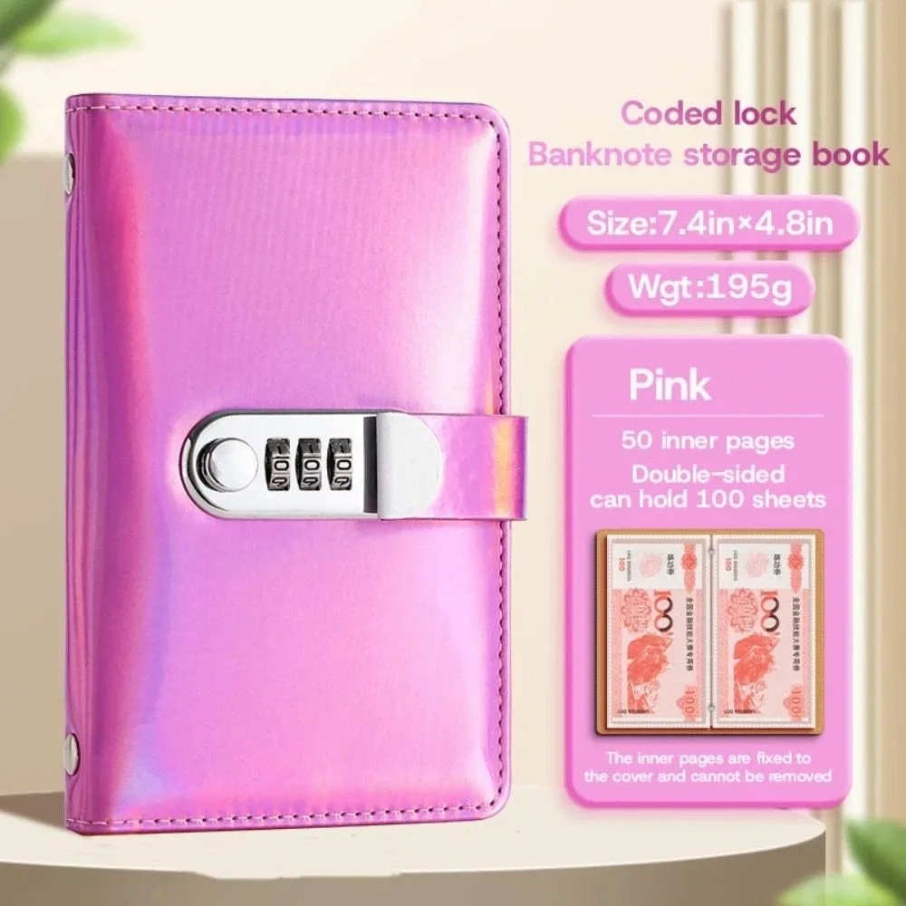 50Sheets Savings Book with Password Lock Dual Sided Laser Savings Challenge Tracker Book Wallet Storage Cash Envelopes