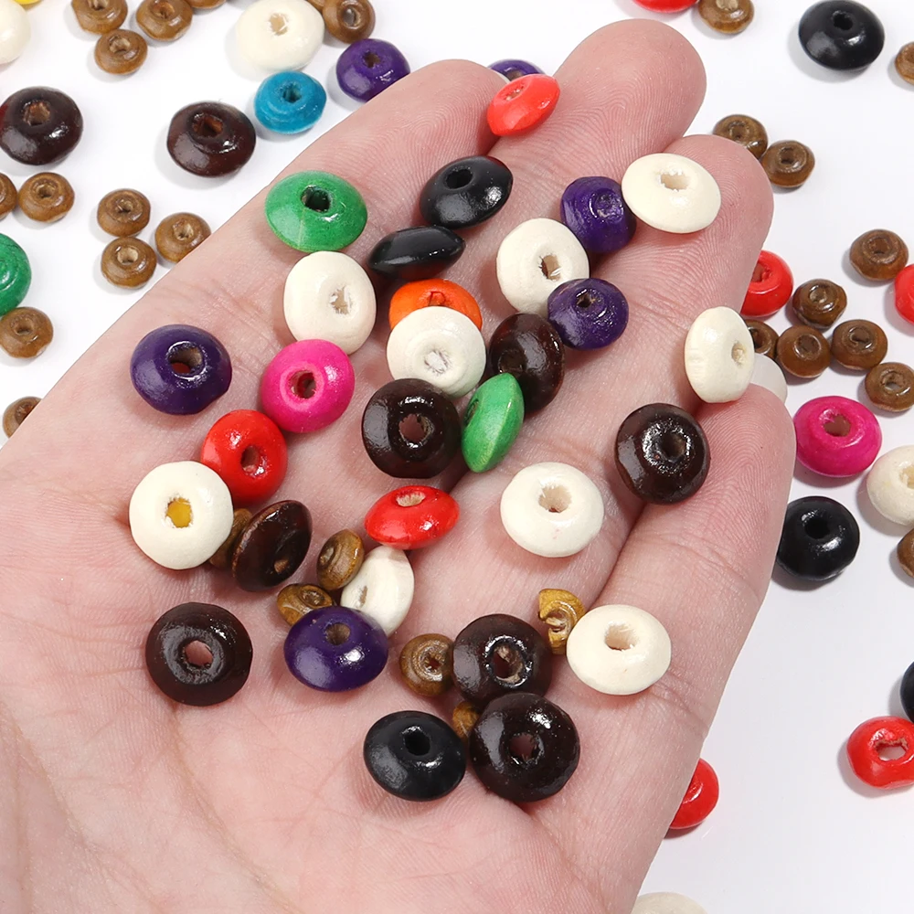 100-500pcs 3-6mm Flat Wooden Beads Loose Focal Abacus Beads For Jewelry Making DIY Necklace Bracelet Keychain Accessories