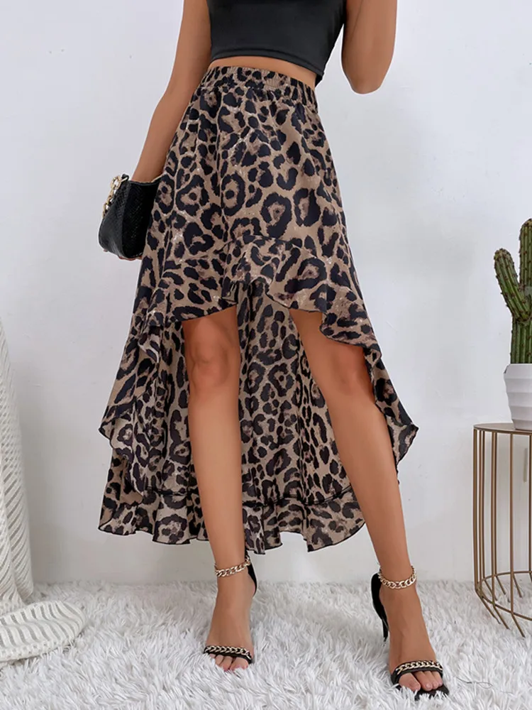

SKMY Fashion Y2k Clothes Women Casual Printed Irregular A-Line Skirt 2025 Spring New Party Clubwear High Waist Long Skirts