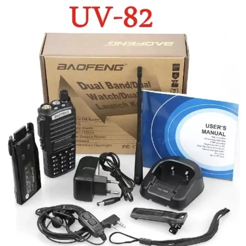 HT 워키토키 듀얼 밴드 UV-82 라디오, FM 컴 폰, 2 Unidades