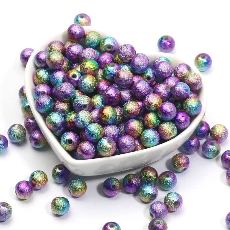 4/6/8/10mm Colorful Stardust Acrylic Beads Matte Round Ball Spacer Loose Beads for Jewelry Making Diy Bracelet Charms Findings