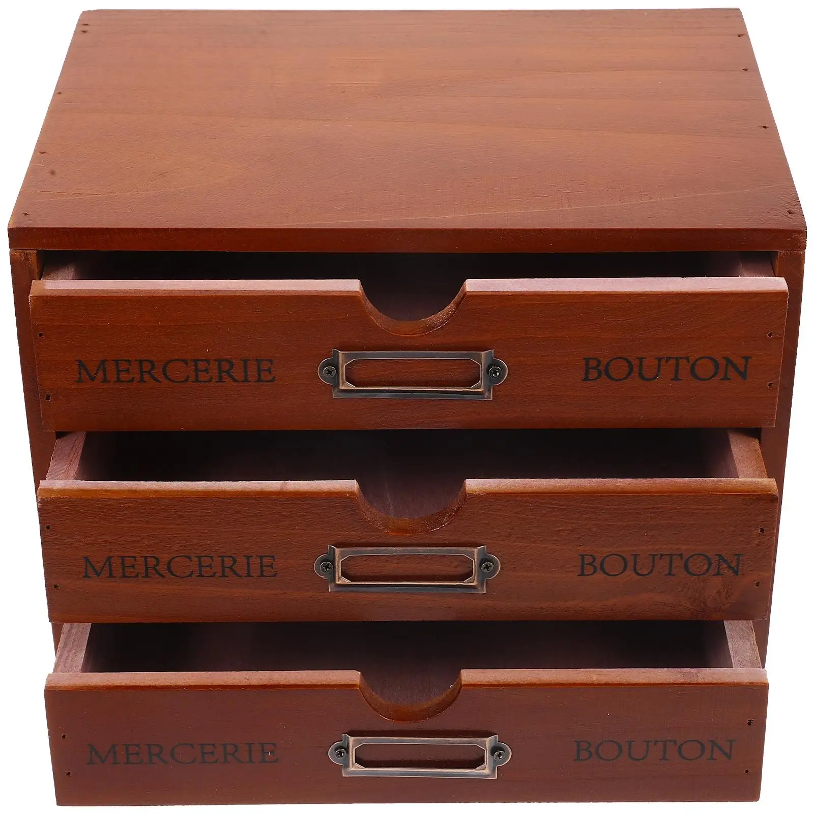 

3-layer Wooden Drawers Retro Style Mini Storage Cabinet Drawer Type Organizer Skin Care Jewelry Box Desk Organizer