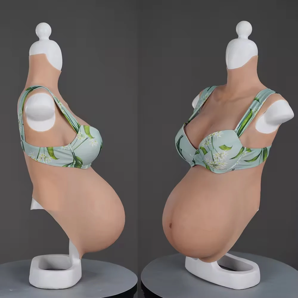 Realistic Silicone Pregnancy Belly with Fake Breasts Crossdressers Body Suit Man to Women Crossdressing Clothes False Belly