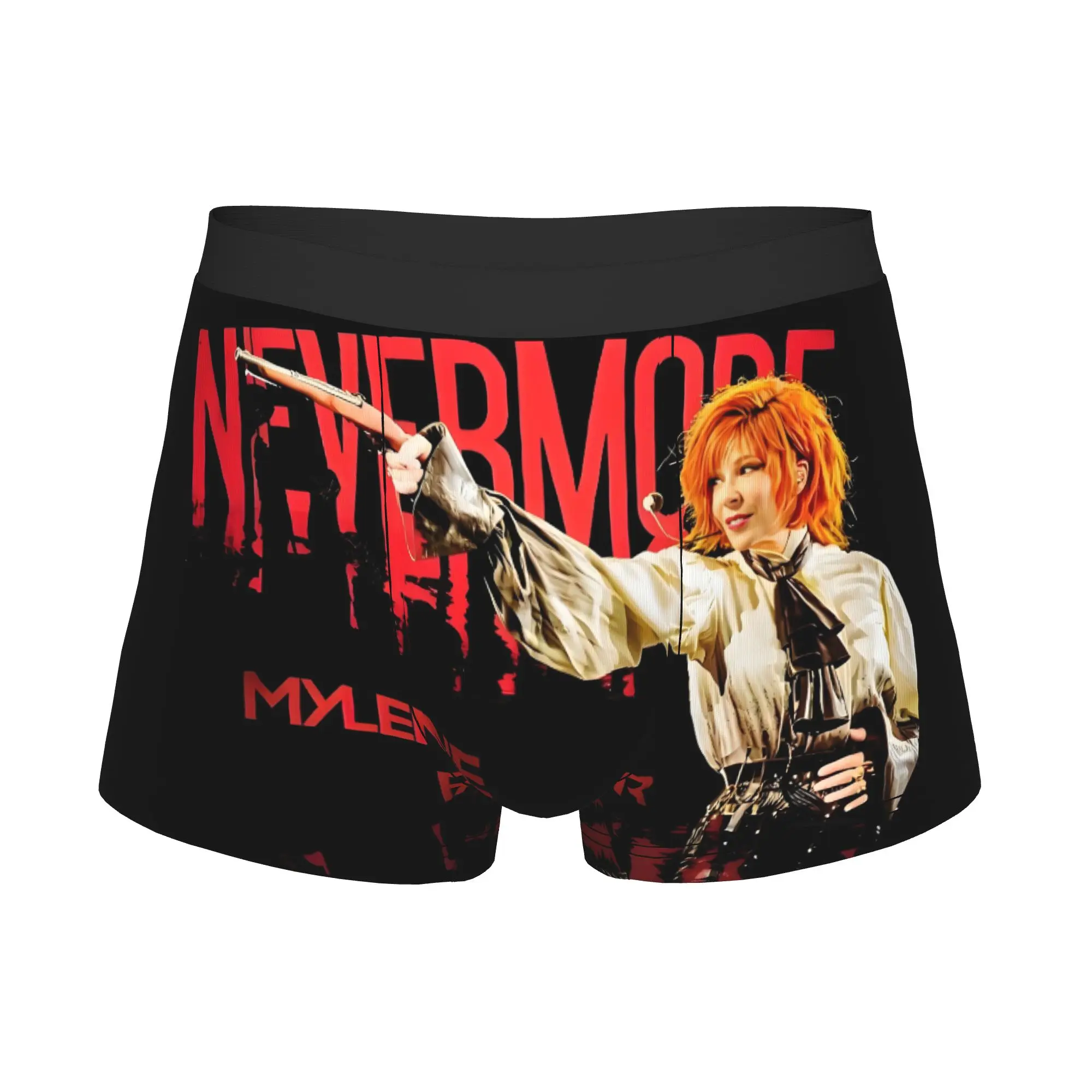 French singer Boxer Shorts For Men 3D Print Famous Mylene Farmer Underwear Panties Briefs Soft Underpants