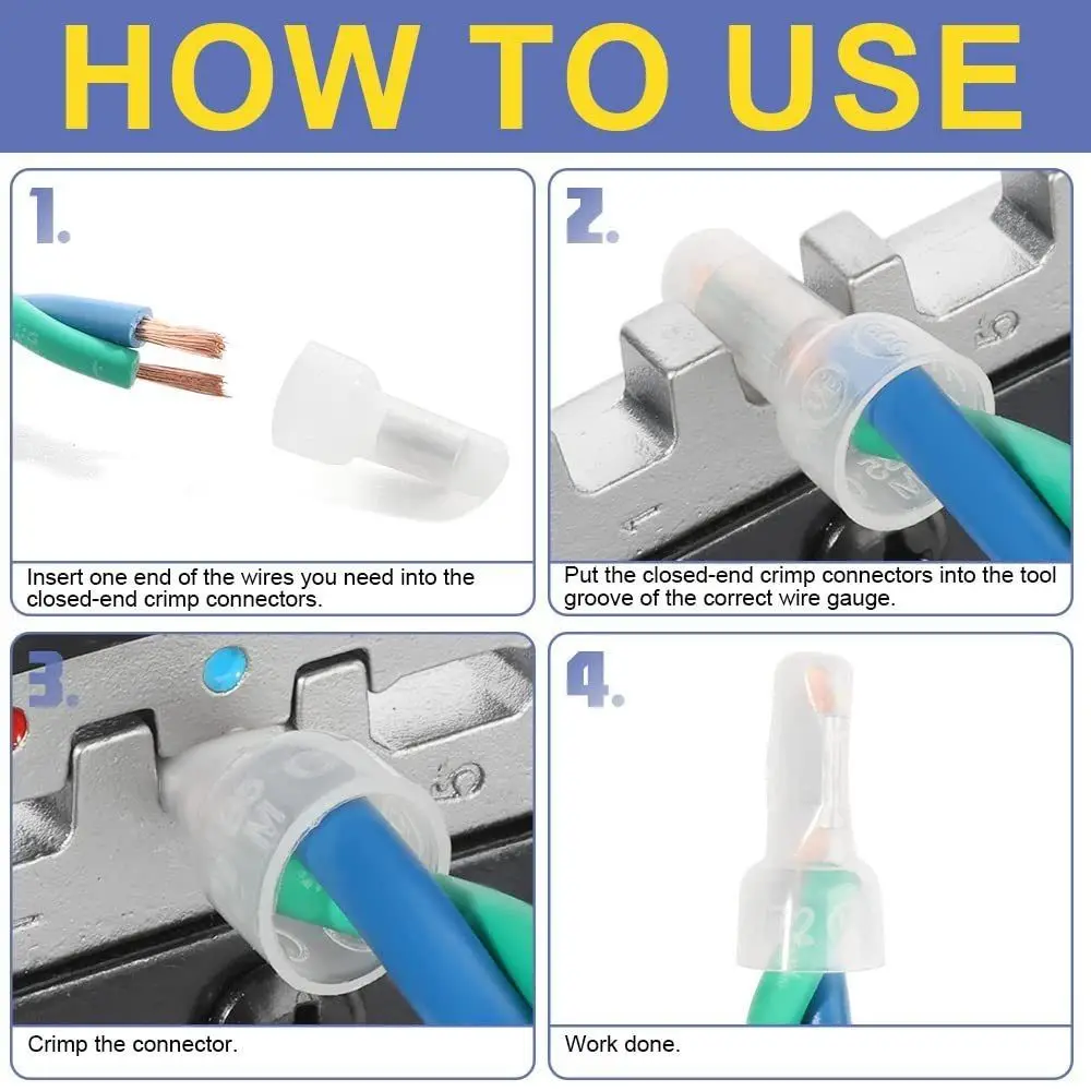 Insulated Closed End Crimp Caps Wire Terminal Nylon Closed End Connectors Crimp Splice Connectors Car Audio