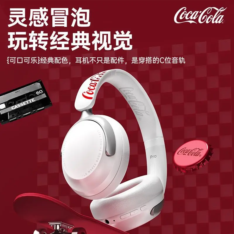 Fotografia 6: Fones de Ouvido Bluetooth 6.0 Over-Ear Coca-Cola T-68 com Sensor de Seis Eixos, Cancelamento de Ruído ANC, Ideais para Esportes e Jogos, Presentes