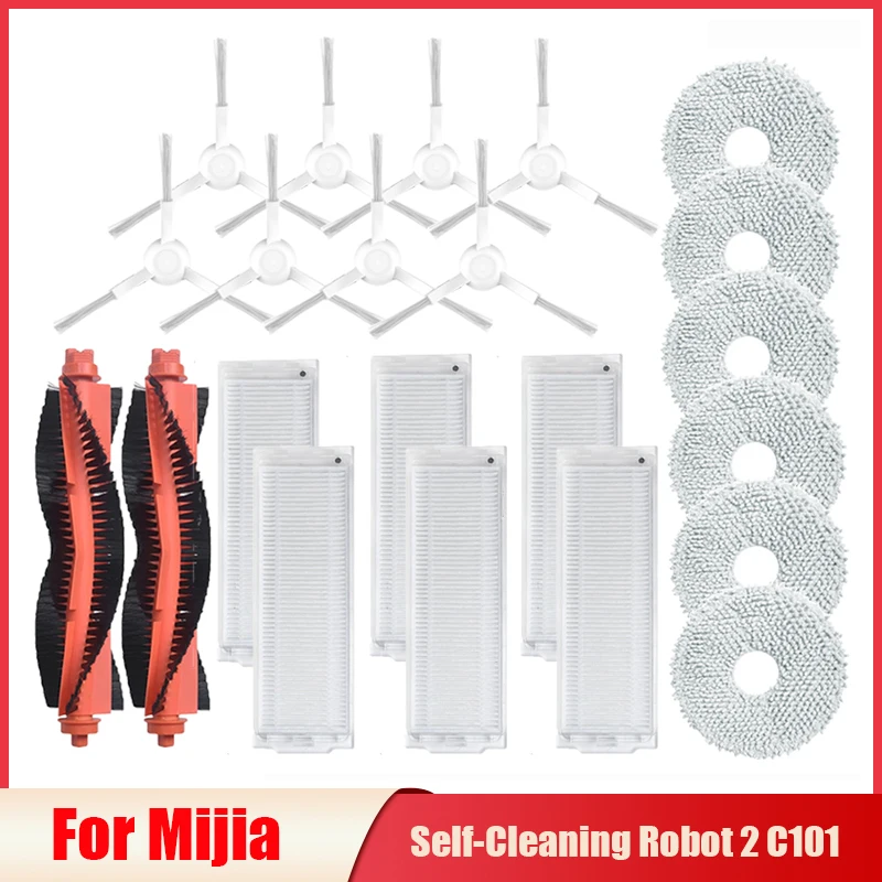 Pièces détachées pour aspirateur robot Xiaomi, filtre Hepa, vadrouille, grill, rouleau, brosse, brosse latérale, accessoires, robot 2, C101, Self-Books, Jia