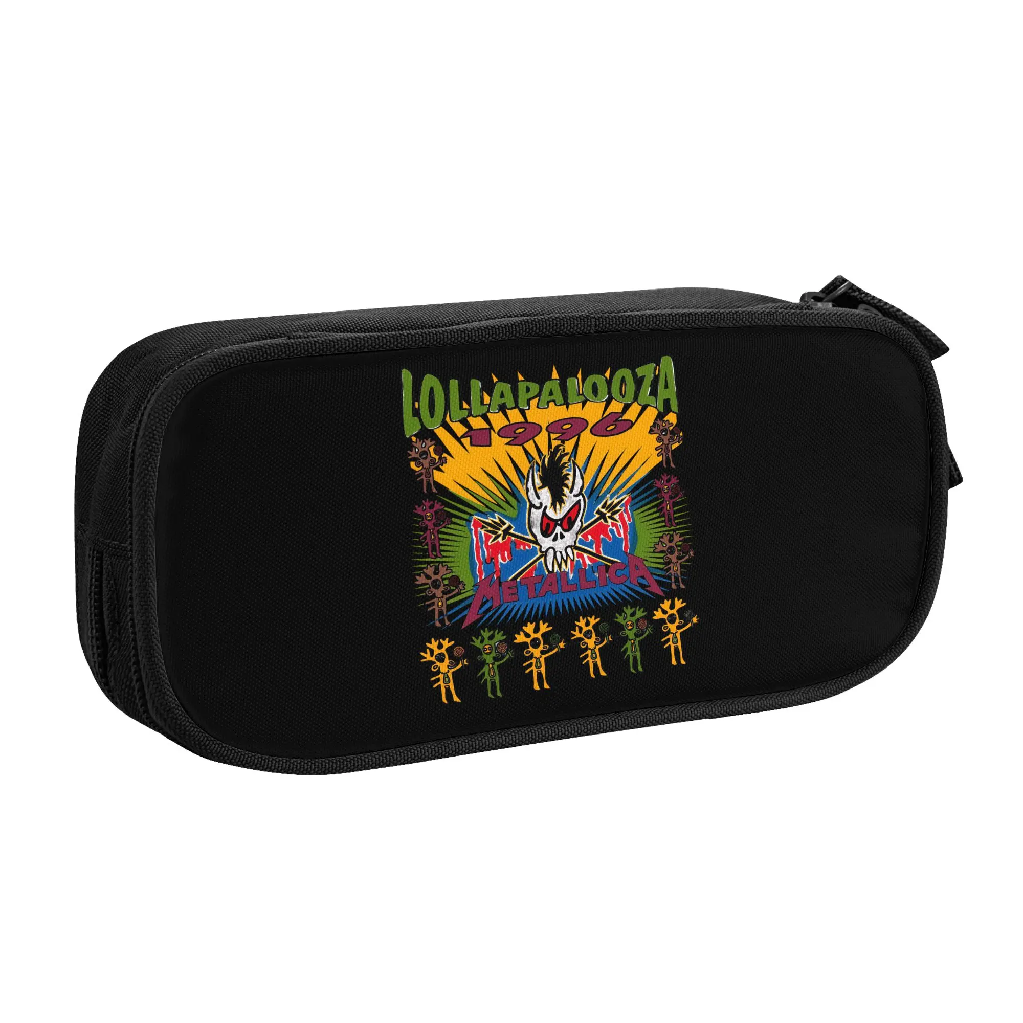 Lollapalooza Hip Hop Electronic Dance Music Pencil Cases for Big Capacity Rock Heavy Metal Punk  Pencil Bag School Accessories