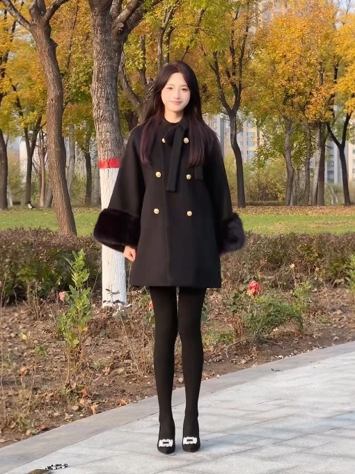 

Корейское уникальное красивое шерстяное пальто с узлами, женское зимнее новое шерстяное пальто средней длины маленького размера с высоким воротником