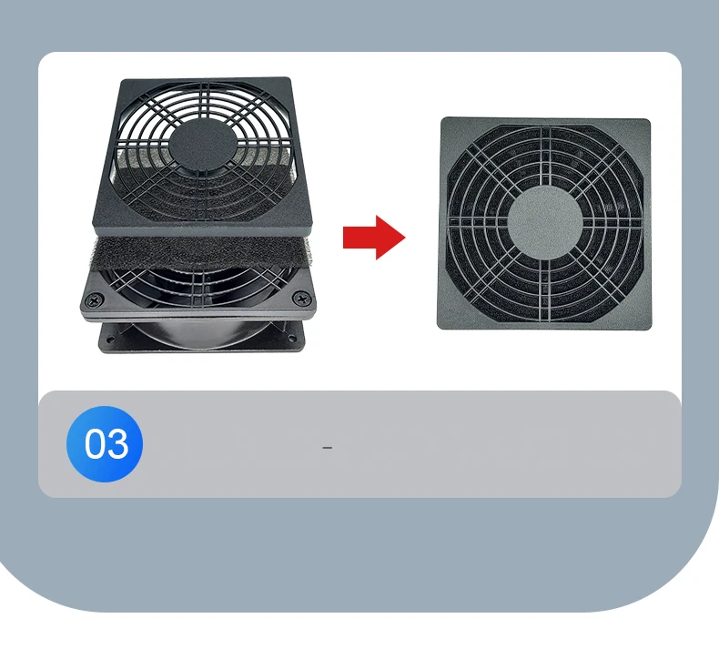 Staubdichte Kunststoff-Netzabdeckung für Axialventilatoren 40mm 50mm 60mm 70mm 80mm 92mm 110mm 120mm 150mm 172mm 200mm – Detail 3