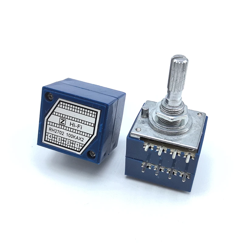 1 pcs RH2702 Resistance Stepping dual unit Volume control Potentiometer A50K A100K A250K 8-pin 25mm plum shaft