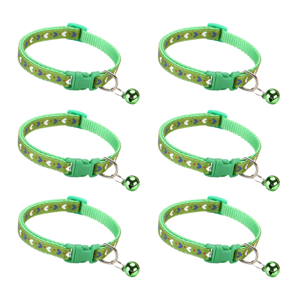 

6 Pcs Kitten Collars Dog Bell Shamrock Cat Adjustable Pet Decorative Caller Separate