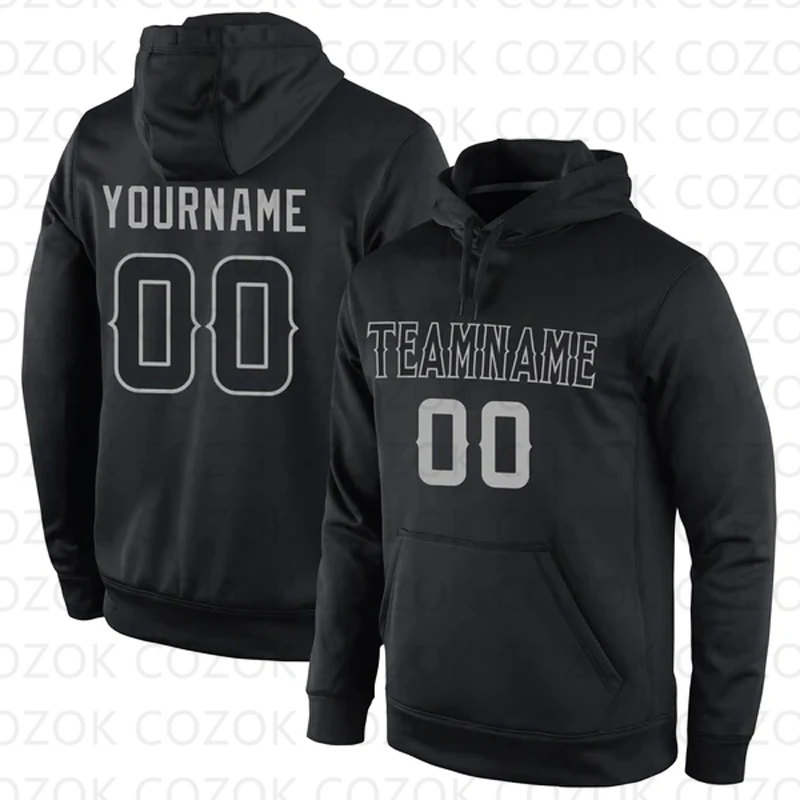 Customized Hoodies Black Orange Colour Jersey 3D Printed  Unisex Pullovers Hoodie Casual Sweatshirts