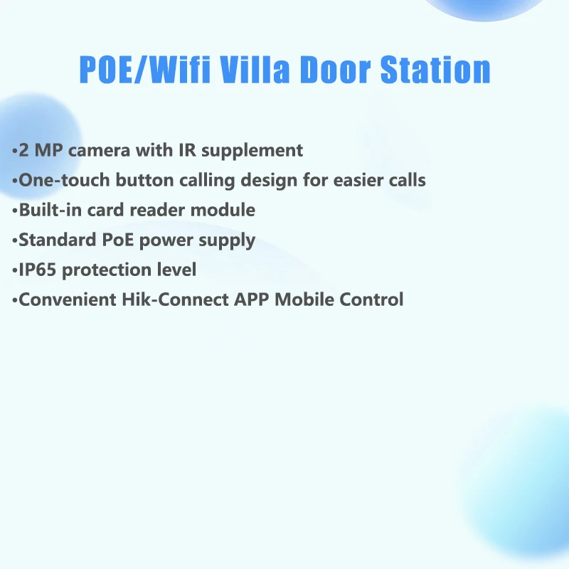 HIKVISION-IP Video Intercom Kit, Módulo de Leitor de Cartão Integrado, Controle Móvel App, 2MP POE IP65, DS-KIS603-P(C)