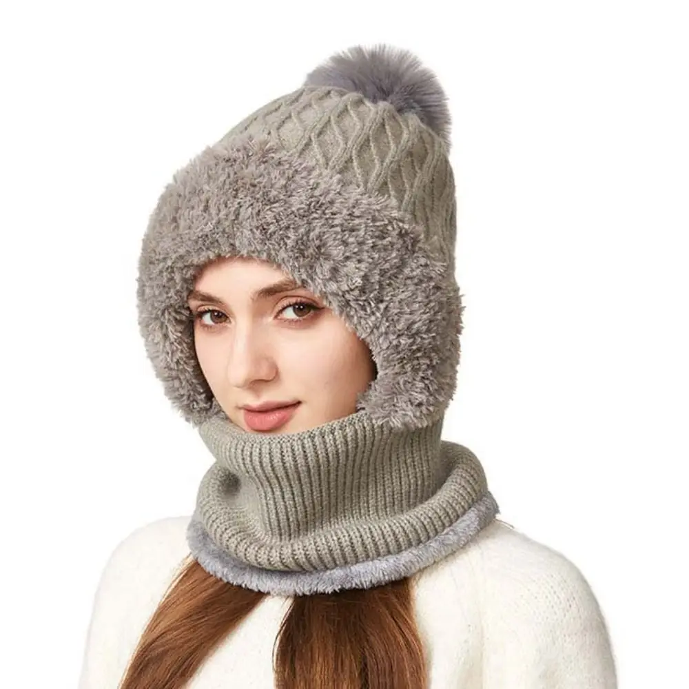 الأزياء أفخم الشتاء قبعة قناع مجموعة بلون يندبروف 2in1 وشاح قبعة رشاقته الدافئة سدادات حماية الأذن أقنعة قبعة الإناث الذكور