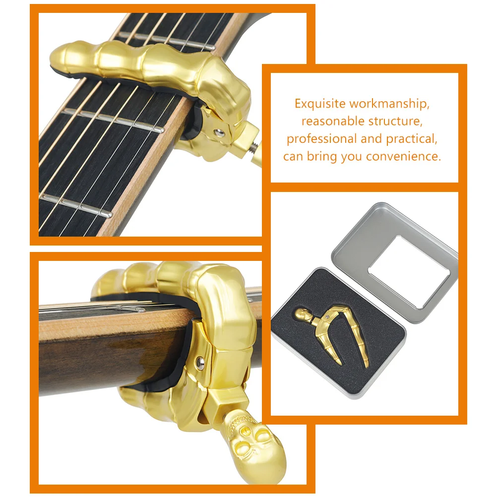

Capo Adjustable Guitar Zinc Alloy for and Ukulele Capos Acoustic Clip on Tuner Man